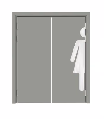 Дверь Dionysus маятниковая двустворчатая Серый с наклейкой WOMAN