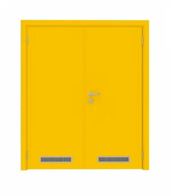 Дверь Dionysus  двустворчатая RAL 1023 с двумя вентиляционными решётками