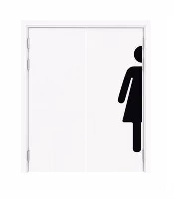 Дверь Dionysus маятниковая двустворчатая Белый с наклейкой WOMAN