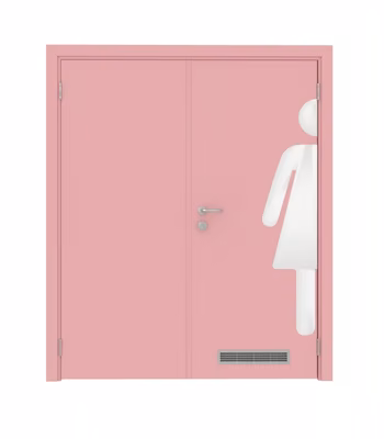 Дверь Dionysus  двустворчатая RAL 3015 с вентиляционной решёткой с наклейкой WOMAN