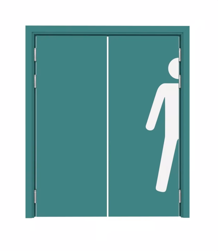 Дверь композитная Poseidon маятниковая двустворчатая RAL 6033 с наклейкой MAN