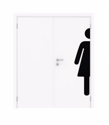 Дверь композитная Poseidon  двустворчатая Белый с наклейкой WOMAN